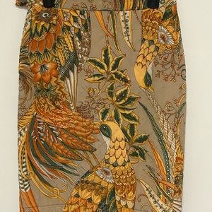 100% Silk, quilted pencil skirt, made in Italy by designer Salvatore Ferragamo.